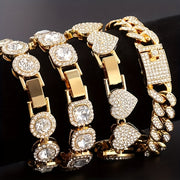 4pcs Set Golden Bracelet Women Girls Silvery Cluster Tennis Bracelet Women Heart Round Cuban Bracelet Layered Link Bracelet Set Fashion Jewelry Women Girls Gift Set