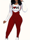1pc Women's Sexy Houndstooth Pattern Jumpsuit, Polyester Knit Fabric with Elastane, Collarless Design, All-Season Fashion Pants, European And American Style, Geometric Pattern, Halter Neck