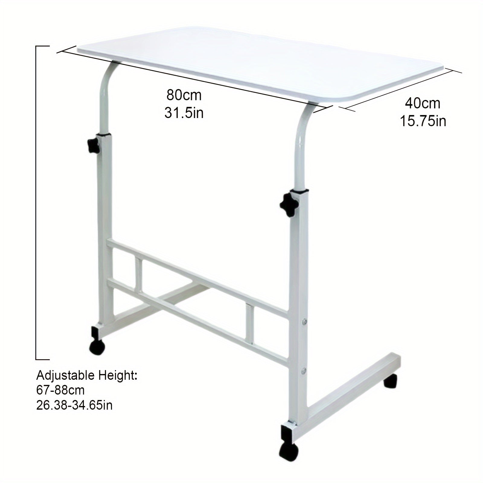 Ergonomic Standing Desk Adjustable Height, Mobile Computer Desk with Universal Wheel, Stable And Comfortable, Sturdy And Durable, Easy to Assemble, Spacious Study Table, Suitable for Home Office, Sofa
