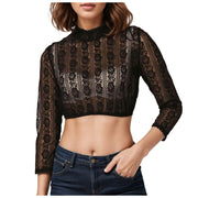 Women's Elegant Classical Halloween Regular Base Lace Small Shirt Top Wrapped Chest