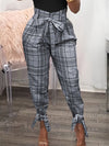 Elegant Striped High-Waist Stretch Leggings for Women - Comfortable Polyester, Machine Washable, All-Season Wear, Non-Sheer, Fashionable Slim Fit Pants