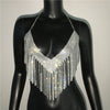 Glamorous Golden-Tone Rhinestone Tassel Necklace - Luxurious Alloy Crop Top with Sparkling Fringe Detail, Perfect for Parties & Celebrations
