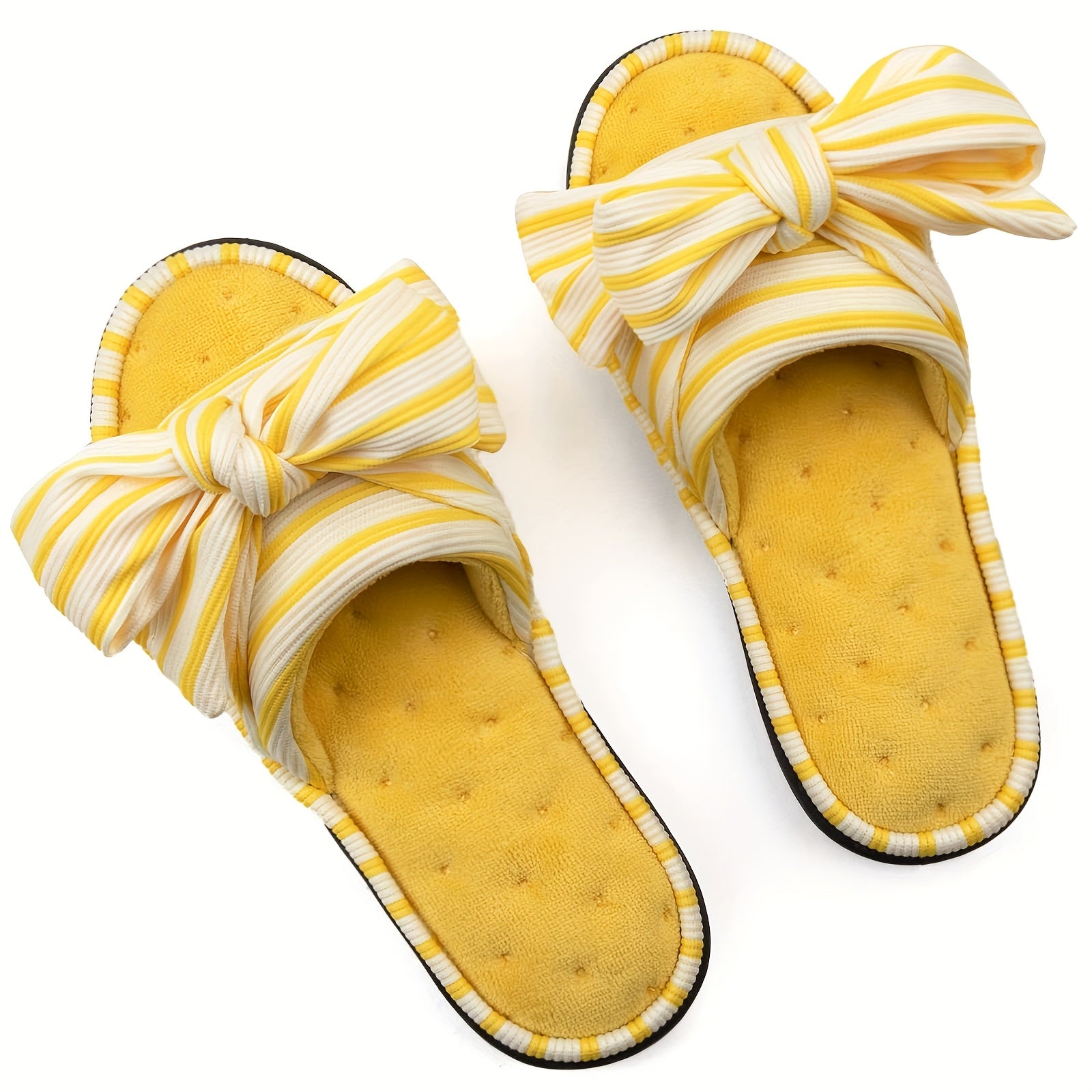 Women's Elegant Slip-on Slippers with Bow - Fabric Upper, TPR Sole, All-Season Comfort | Machine Washable | Stretchy Fit