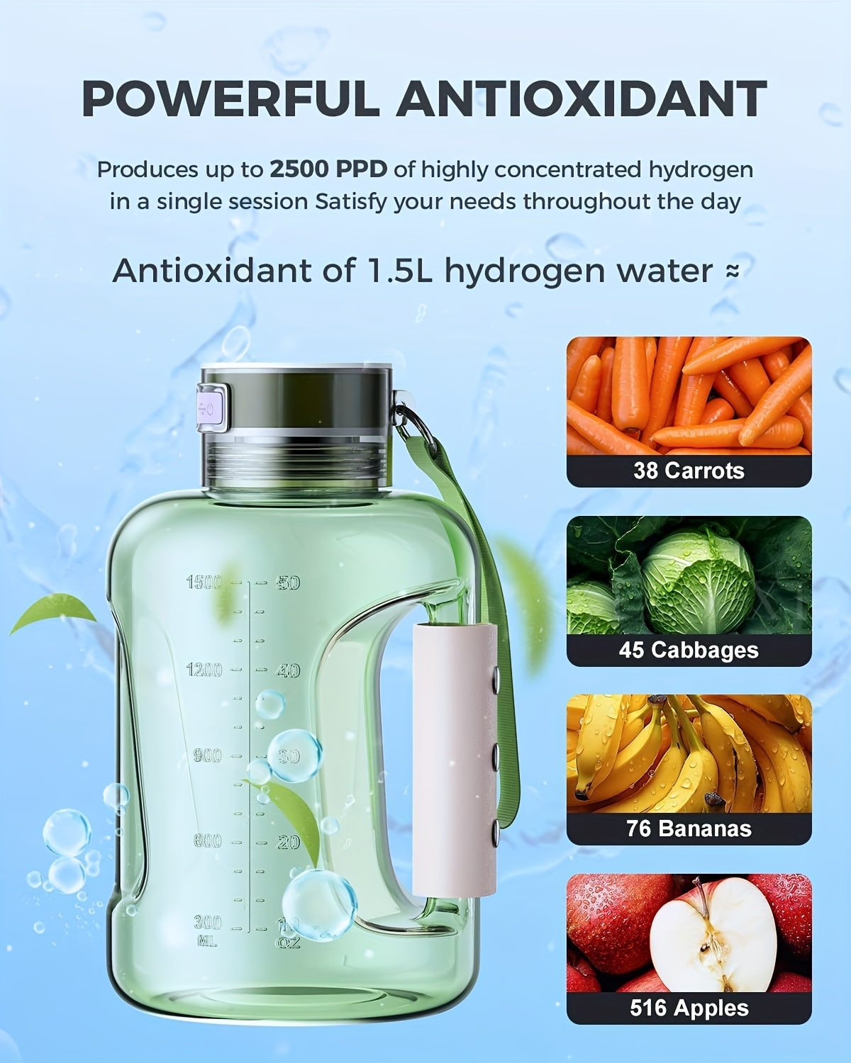 Hydrogen-Rich Water Cup Kettle Water Bottle Portable Pot Hydrogen And Oxygen Separation of High Concentration of Hydrogen-Rich Pot Large-Capacity Sports Tons Tons Bucket