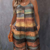 Women's Elegant Off-Shoulder Striped Romper with Pockets - Smooth Polyester Fabric, Micro Elasticity, Detailed Neckline | Vibrant Spring/Summer Fashion | Machine Wash