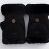 Women'S Autumn And Winter Warm And Cute Thick Fleece-Lined Half-Finger Touchscreen Gloves for Biking, Featuring a Flip Cover.