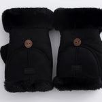Women'S Autumn And Winter Warm And Cute Thick Fleece-Lined Half-Finger Touchscreen Gloves for Biking, Featuring a Flip Cover.