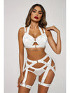Cross Strap With Leg Loop Design Lingerie Set, Intimates Bra & Panty, Women's Sexy Clothing