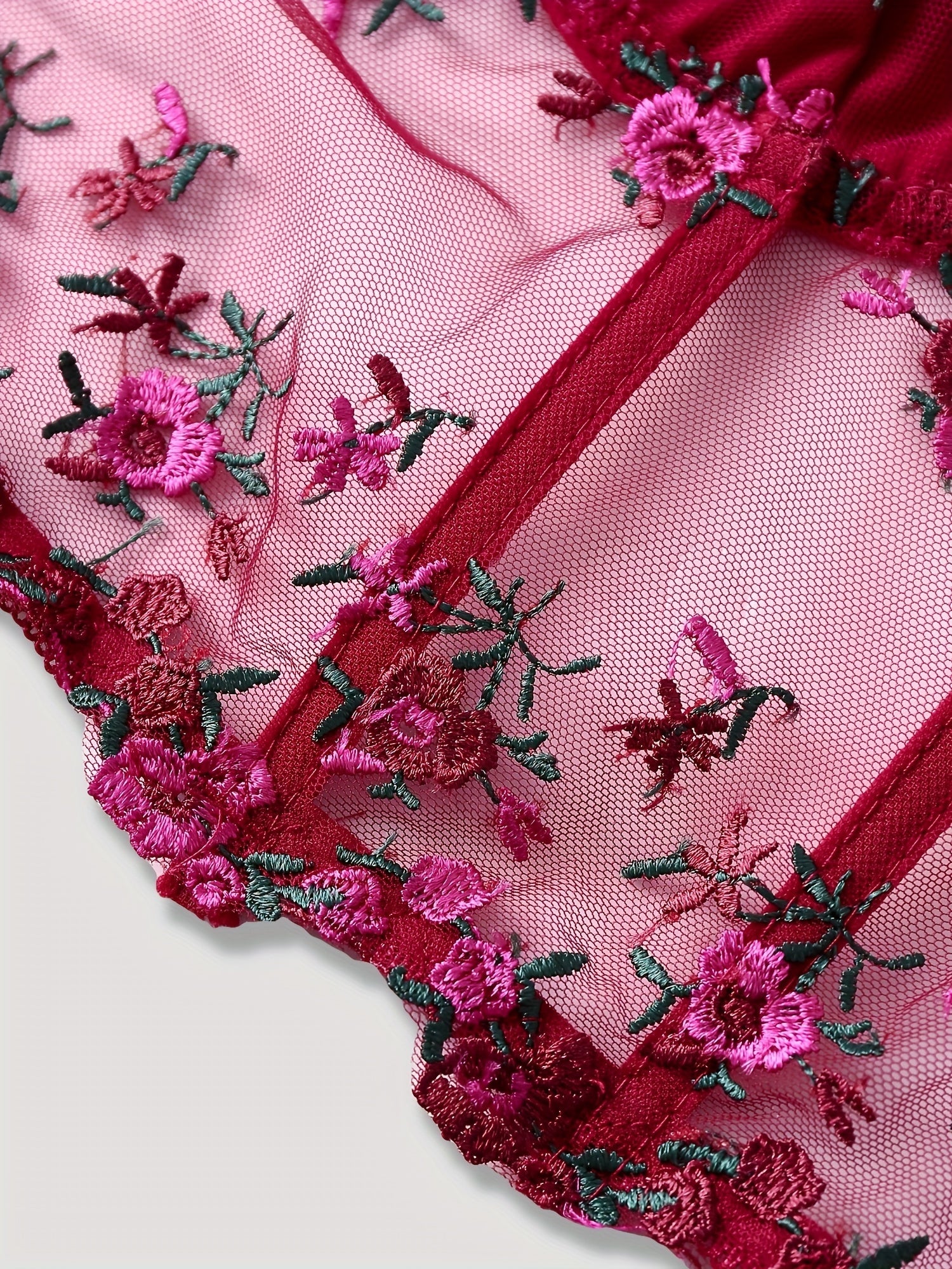Elegant Black & Red Rose Floral Lace Embroidered Corset Top - Sexy Low-Cut V-Neck Fishbone Mesh Bustier with Adjustable Straps for Women, Perfect for Spring/Summer/Fall, Autumn Clothing | Floral Embroidery | Rose Pattern Desi