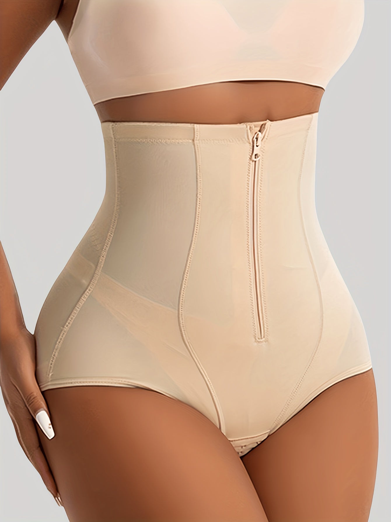1pc Women High Waist Tummy Control Panty, Shapewear Pants, Butt Lifter Body Shaper Breathable Waist Trainer With Double-Reinforced Crotch For Multi-Occasion