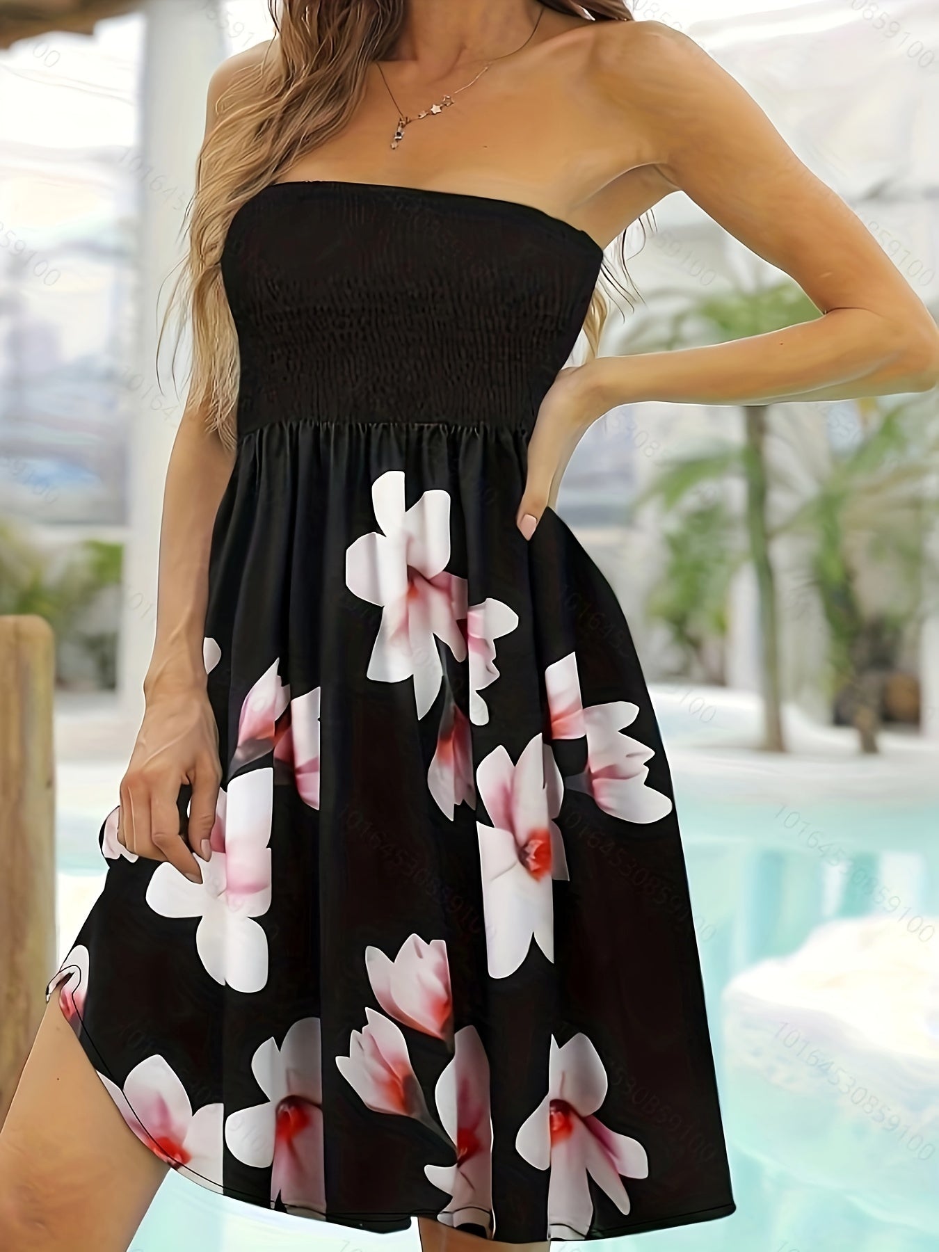 Floral Print Tube Dress, Elegant Sleeveless Strapless Dress for Spring & Summer, Women's Clothing