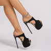 2025 Summer Leopard Print Fish Mouth Sandals Comfortable High Heel 6.69inch Color Block Stiletto Shoes