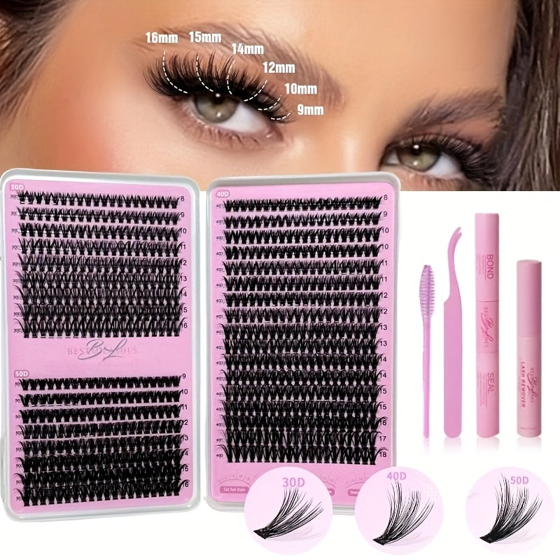 Multi-Style Lash Book Kit - Natural & Fluffy Mix Length Individual Lashes with Tweezer, Bond & Seal, Remover, Comfortable Wear At Home, Beginner-Friendly, Wispy, Dramatic Volume Lash Book Set Perfect Valentine's Day Gifts