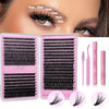 Multi-Style Lash Book Kit - Natural & Fluffy Mix Length Individual Lashes with Tweezer, Bond & Seal, Remover, Comfortable Wear At Home, Beginner-Friendly, Wispy, Dramatic Volume Lash Book Set Perfect Valentine's Day Gifts