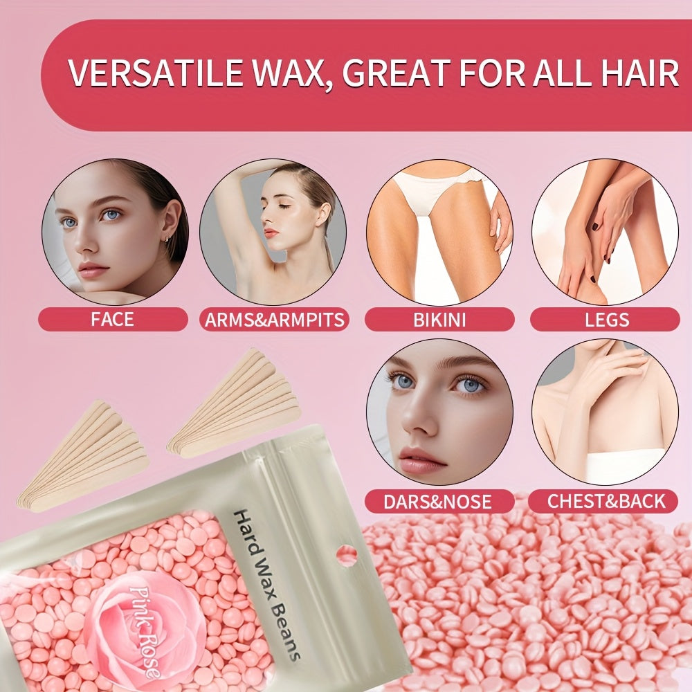 [Low Irritation] Wax Heater Kit | 200cc, 4 Packs Hair Removal Wax Beans, 20 Waxing Wooden Sticks | Low Irritation