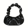 Chic Women's Pleated Shoulder Bag - Cloud-Inspired, Zip Closure, Solid Color White Fashion Handbag for Everyday Use