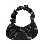 Chic Women's Pleated Shoulder Bag - Cloud-Inspired, Zip Closure, Solid Color White Fashion Handbag for Everyday Use