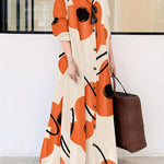 Elegant Floral Print Button-Up Long Dress - Casual Long Sleeve, Loose Fit with Lapel Collar for Women, Elegant Style, Four Seasons