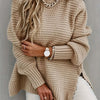Low High Hem Mock Neck Sweater - Casual Long Sleeve Sweater For Fall & Winter - Women's Clothing - Soft & Cozy Fabric - Perfect for Layering - Ideal Gift for Women