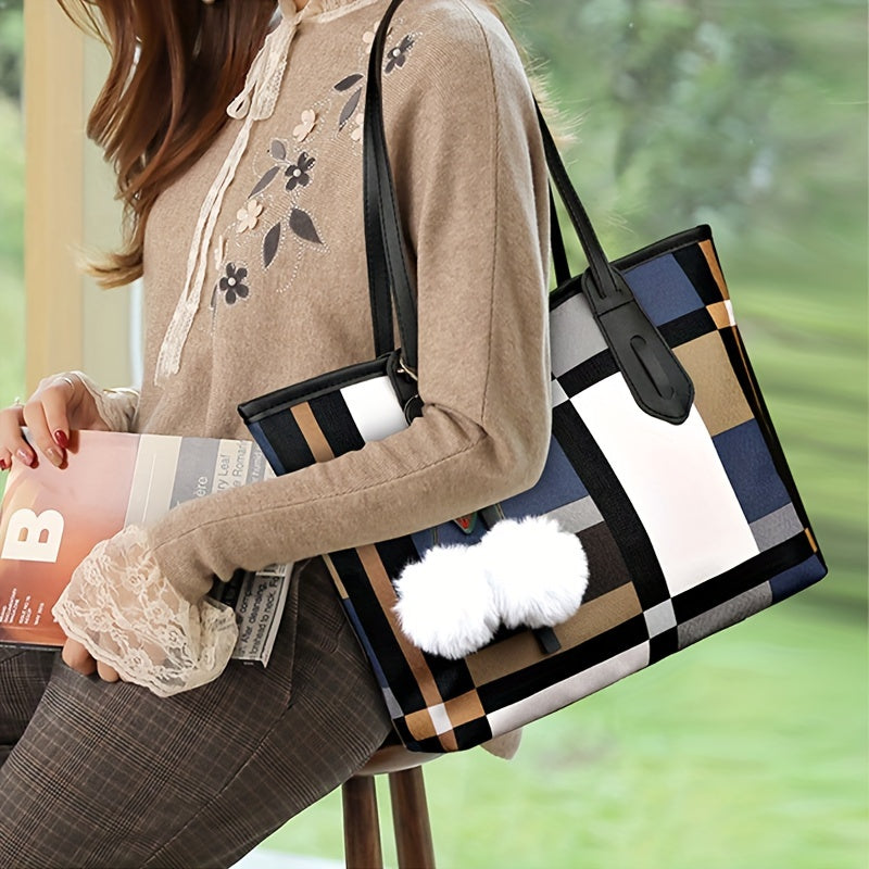 Large Capacity and Versatile Lightweight Tote Bag, Ladies' Fashionable Shoulder Bag for Casual Outing and Daily Commuting