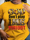 Women's "God Doesn't Play with Me" Graphic T-Shirt - Yellow Casual Round Neck Short Sleeve Polyester Top, All-Season Comfort Knit Fabric, Machine Washable
