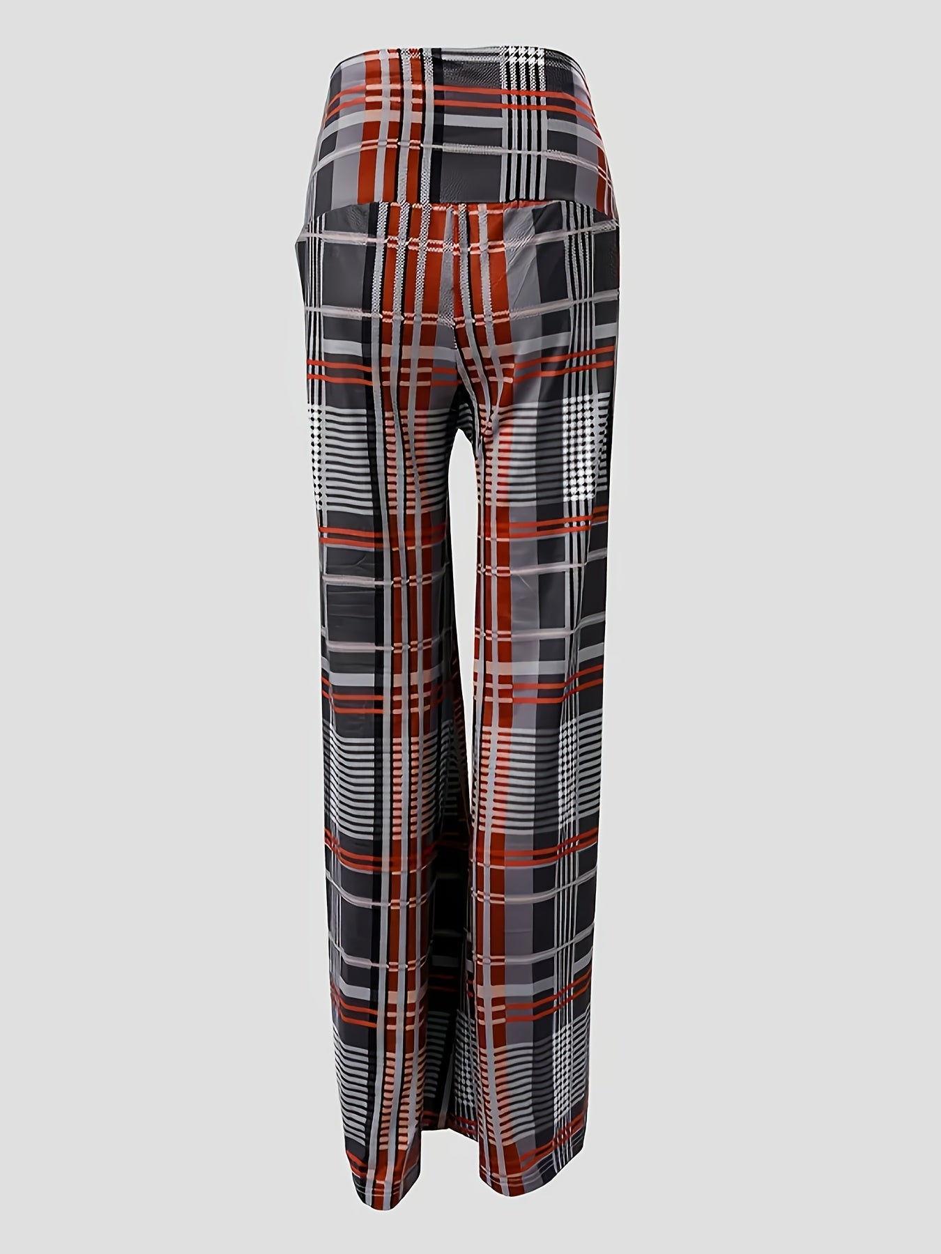Chic Houndstooth High-Waist Wide-Leg Pants for Women - Stretchy, Casual & Machine Washable - For Women - Suitable for Everyday Wear, Work & Parties - Perfect Gift for Fashionable Women
