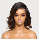 UNice 13x4 Lace Frontal Human Hair Wig Bye Bye Knots Chestnut Brown Ombre Spiral Curls Pre Everything Lace Wig