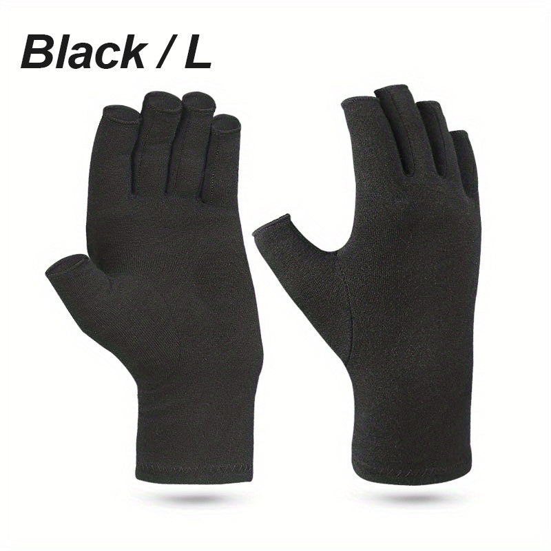 1Pair Fingerless Compression Gloves For Women & Men, Hand Joint Wraps, Sports Hand Support Thumb Gloves For Typing, Daily Work, Hand Care - Open Finger Fit