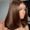 Silky Straight 13x5 Brown Bob Wigs Lace Front Human Hair Short Bob Pre Plucked Bleached Knots Lace Frontal Bob #4 Colored Wig