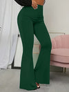 Solid Color Flare Leg Pants, Casual Versatile High Waist Pants For Spring & Summer, Women's Clothing