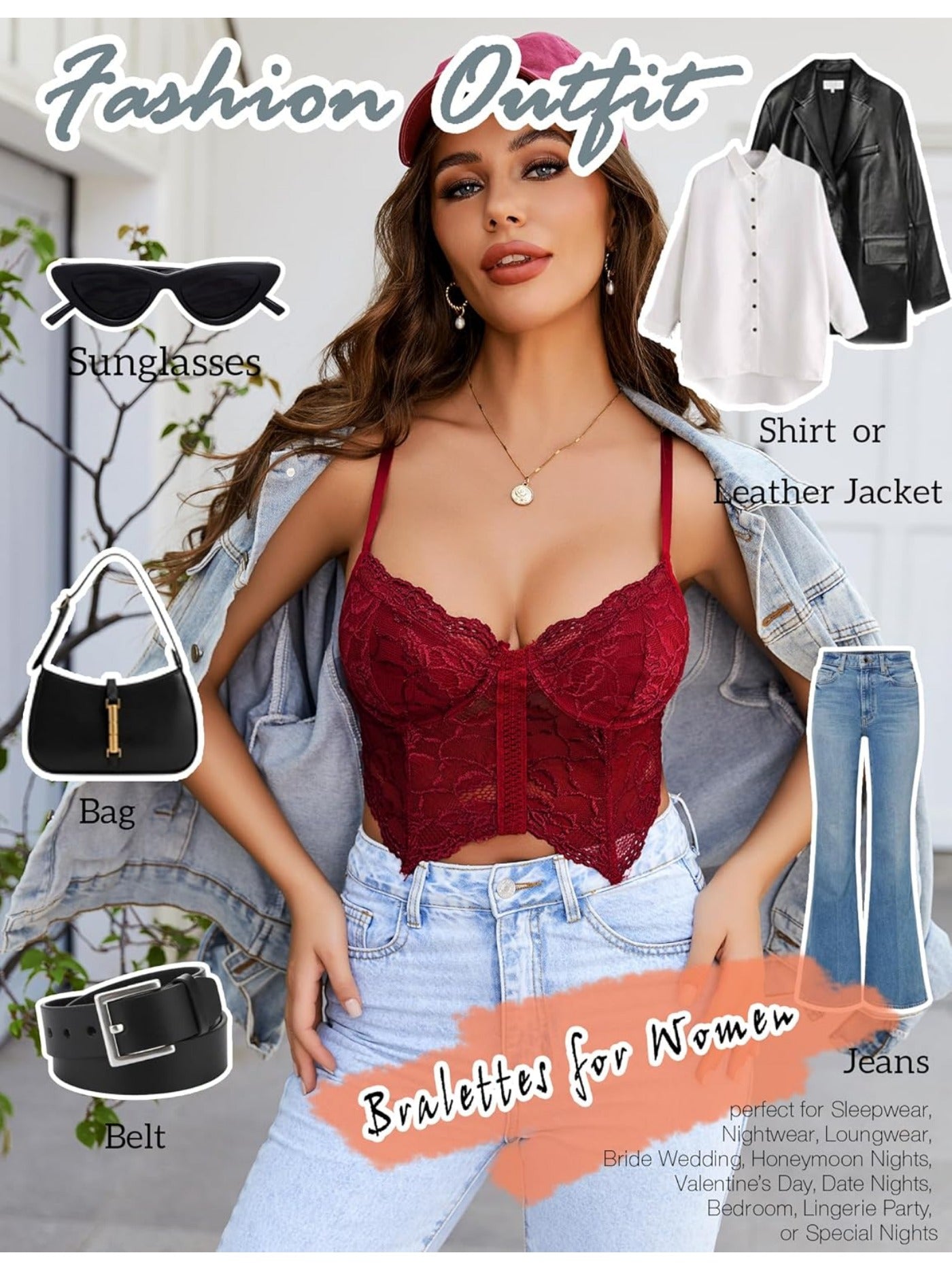 Lace Bralettes for Women Y2k Camisole Lingerie Adjustable Strap Crop Top