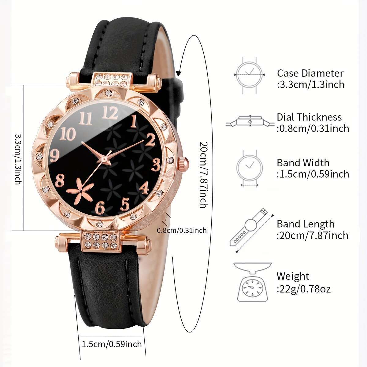 Women's Elegant and Fashionable Creative Starfish Digital Scale Dial Quartz Watch + 2pcs/set Does not include watch box