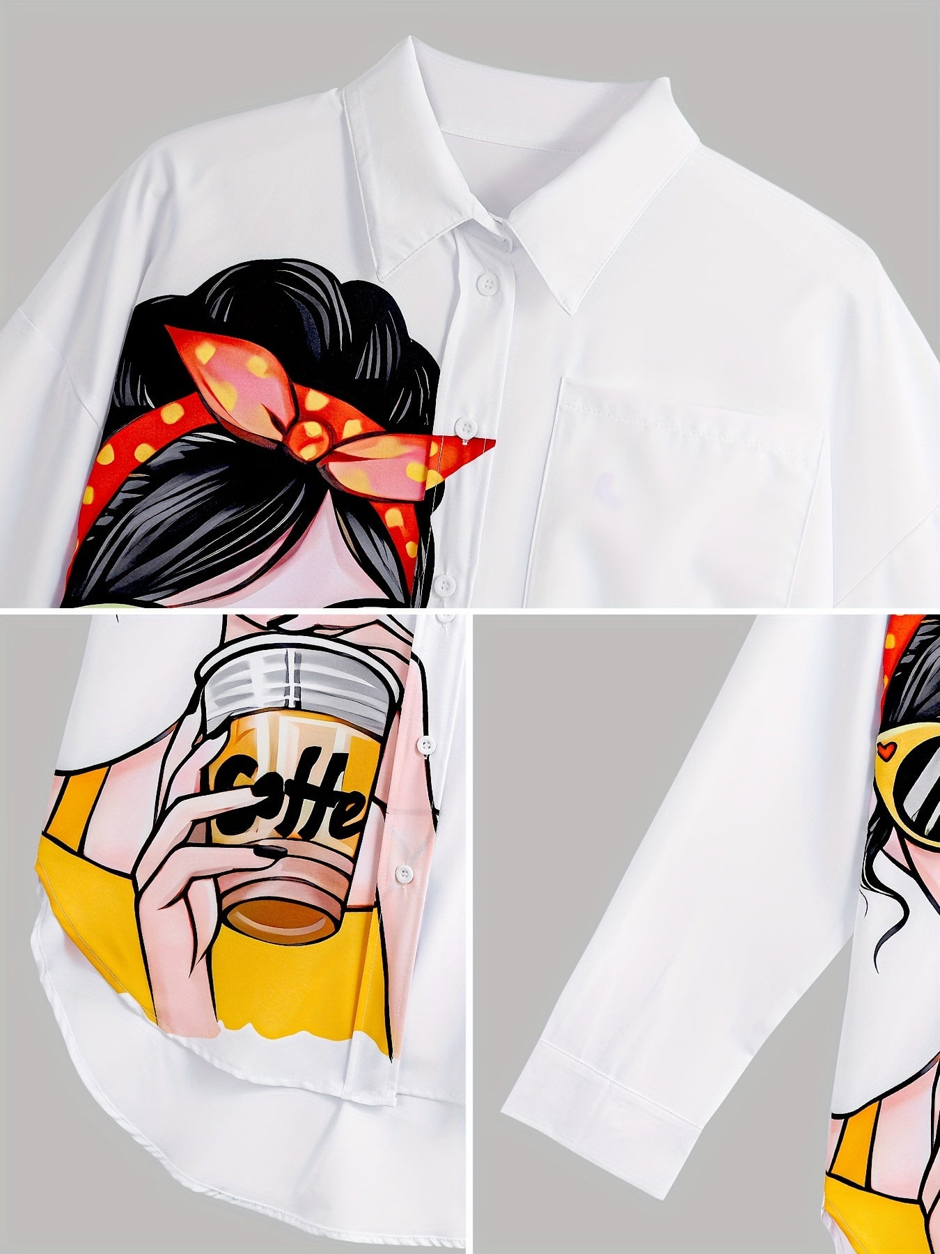 [New Design Cardigan] Long Sleeves Cardigan for Vacation Wear - New Design Featuring a Collar, Illustrated Shirt for Beach Sun Protection in Europe And America
