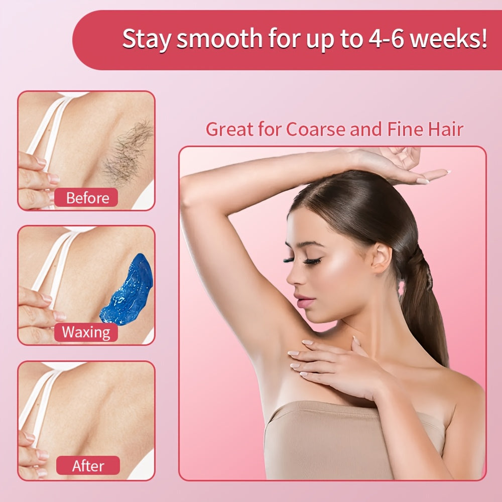 [Low Irritation] Wax Heater Kit | 200cc, 4 Packs Hair Removal Wax Beans, 20 Waxing Wooden Sticks | Low Irritation