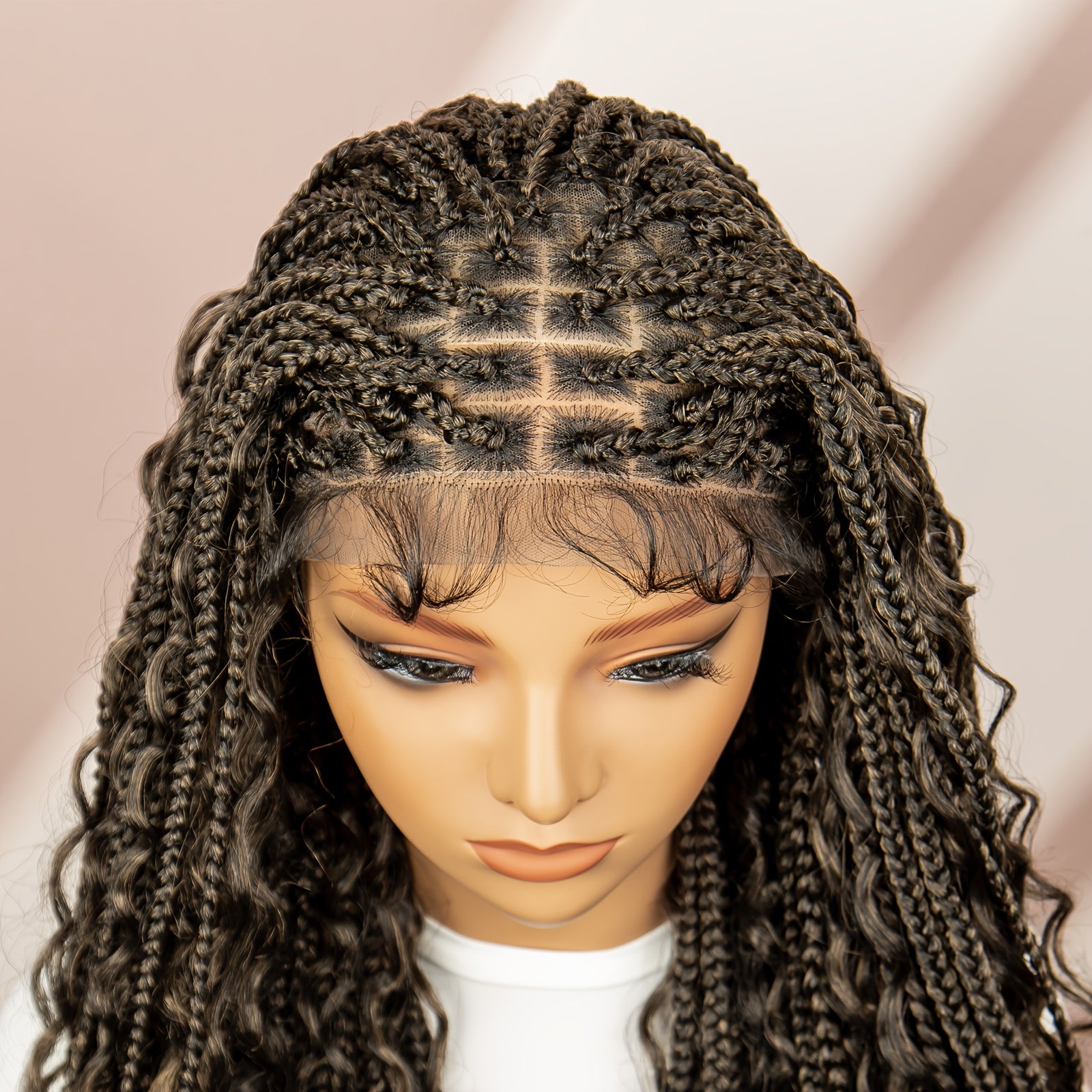 9 * 6 Front Lace Synthetic Fine Braid Braided Butterfly Flower Braid Wig Headband For Daily Wear, Breathable, Comfortable And Fashionable