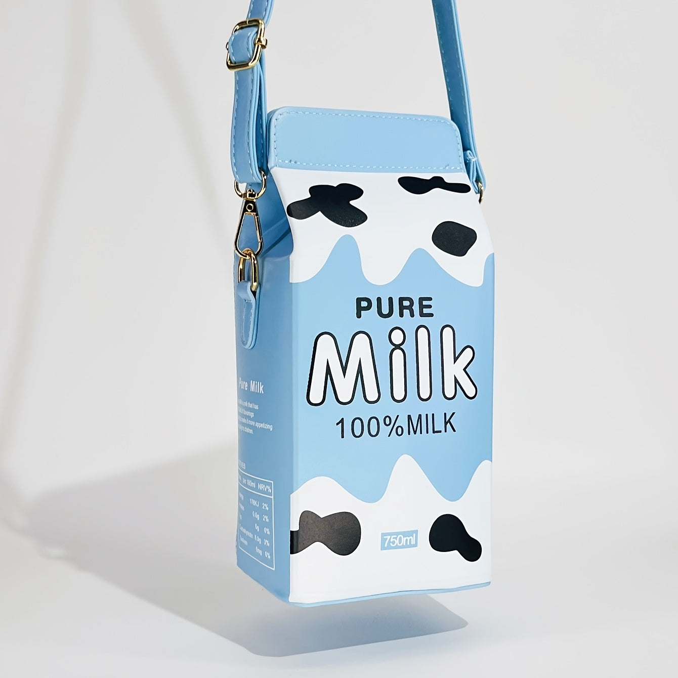 Unique, Chic Milk Carton-Shaped Crossbody Bag with Cow & Letter Print, Adjustable Strap, Zip Closure - Perfect for Travel & Everyday Use, Pink Faux Leather, Girl, Strawberry Pattern