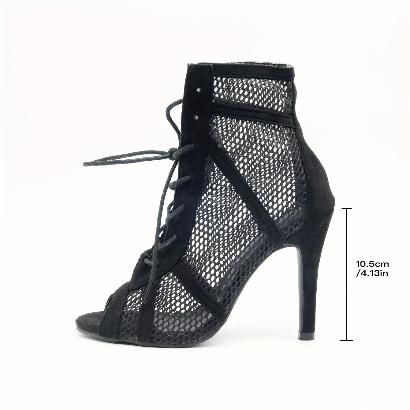 Women's Breathable Mesh Stiletto Heels, Fashion Open Toe Dress Pumps, Stylish Lace Up Heels