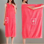 Light Blue Extra-Long Coral Fleece Bath Towel with Daisy Pocket - Super Absorbent, Machine Washable, Soft & Durable for Bathroom Use, Robe Wear | Detailing | Light Blue Coral Fleece