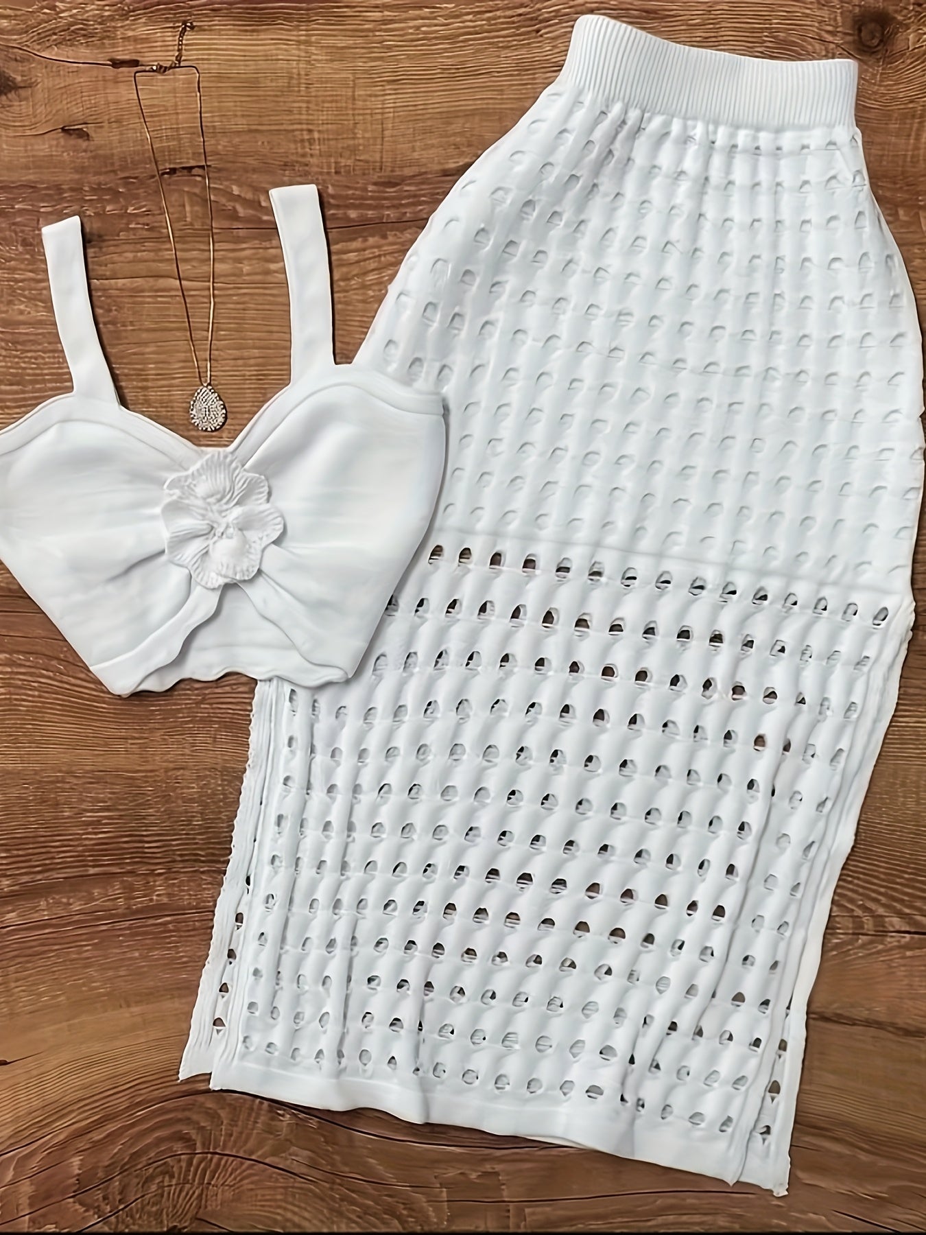 Cutout Bodycon Dress with Halter Top Set