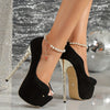 Italian Fish Mouth Stiletto Pumps with PU Leather and Breathable Insole