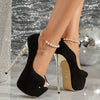 Italian Fish Mouth Stiletto Pumps with PU Leather and Breathable Insole