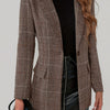 Plaid Pattern Single Button Blazer - Stylish Lapel Collar Long Sleeve - For Spring & Fall - Women's Clothing - Perfect for Office & Casual Wear - Ideal Gift for Fashionable Women
