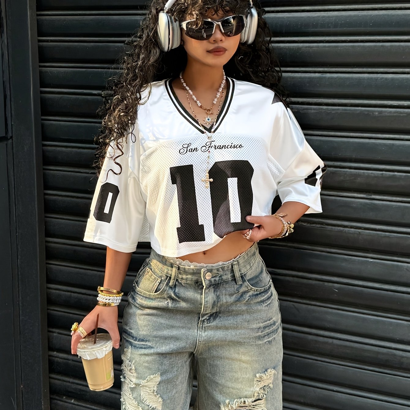 Y2K Women's Cropped Short Sleeve T-Shirt - 10 Graphic Print & 10 Lettering Design, Mid-Stretch Polyester Blend, Machine Washable, All-Season Casual Streetwear Top, Cute T Shirts