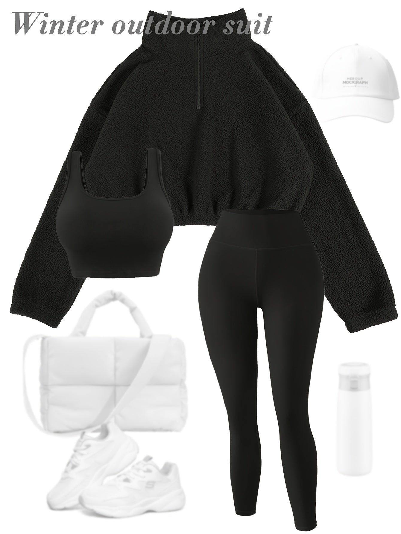 3pcs Maroon Fleece-Lined Yoga Outfit Set: Stretchy Sports Bra, High-Waist Leggings & Half-Zip Sweatshirt - Cozy, Slimming Autumn/Winter Workout Gear for Women, Casual Activewear|Elegant Sports Attire|Stretchy Polyester Blend