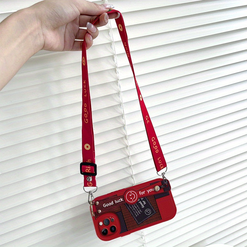 Interesting Stripe Pattern for Iphone 16/15/14/13/12/11 Pro/Plus/Max/Mini Mobile Phone Case Trendy And Fashionable Creative Wristband Can Be Used As a Bracket, Cross-Body, Back-Hanging Chain Rope, Full-Cover Silicone Anti-Fal