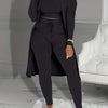 Three-piece Set of Ribbed Solid Casual Outfits, Open Front Long Sleeve Cardigan & Tank Top & Lace Up Pants, Women's Clothing