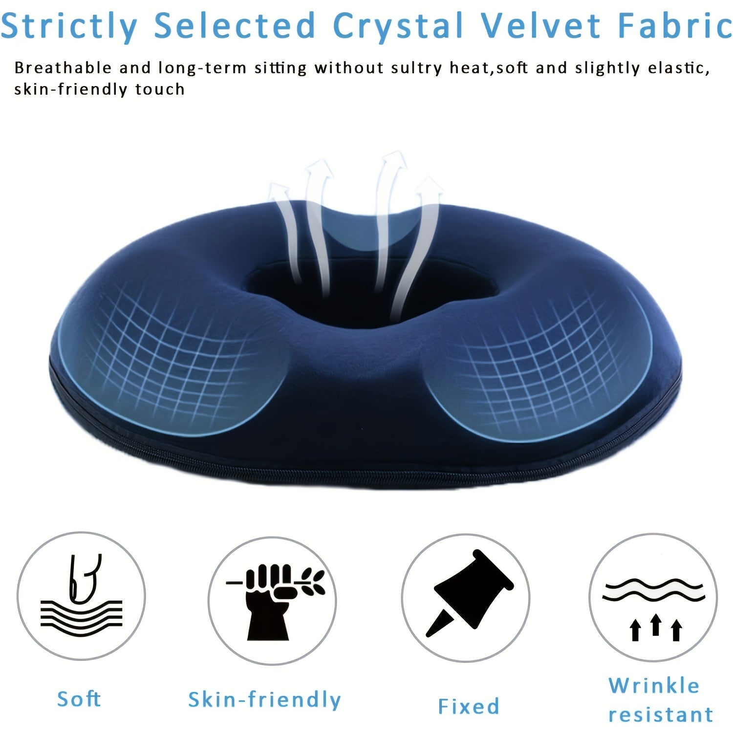 Memory Foam Seat Cushion with Massage Function - Blue Orthopedic Tailbone Pillow for Office Chairs, Car Comfort, and Yoga Support, Removable Cover, Office Chair Cushion Memory Foam Pillow, Cushion Pad