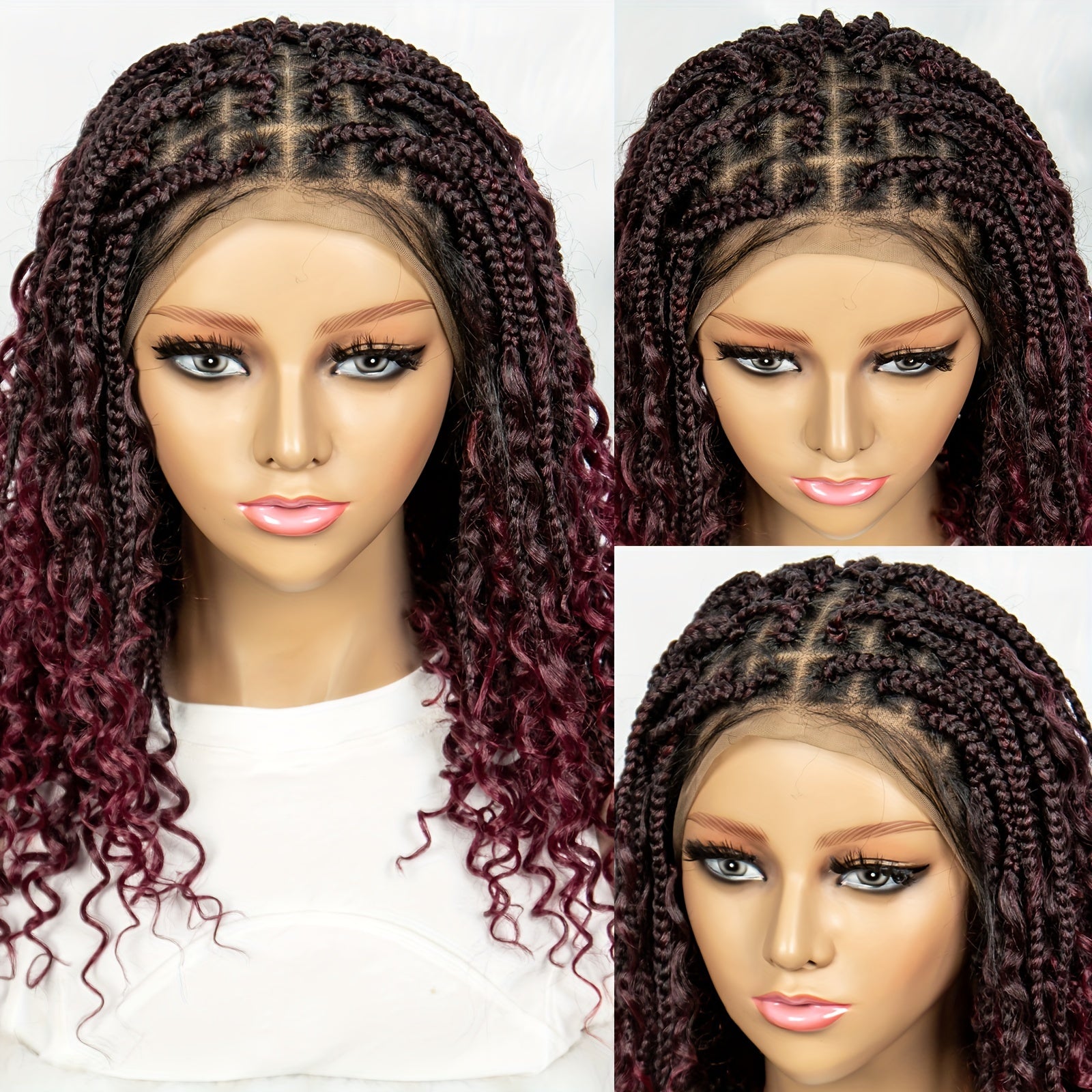 150% Density Full Lace Goddess Wig for Women - Curly Braided Butterfly Edge Style, Medium Length, High-Temperature Fiber, Perfect for African American Women, Vacation Ready, Lace Front Wig