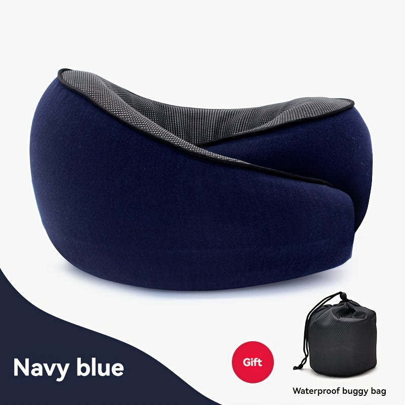 Comfortable Memory Foam 1pc Travel Pillow - Breathable, Machine Washable - For Airplane, Office, Car, and Home Lounging