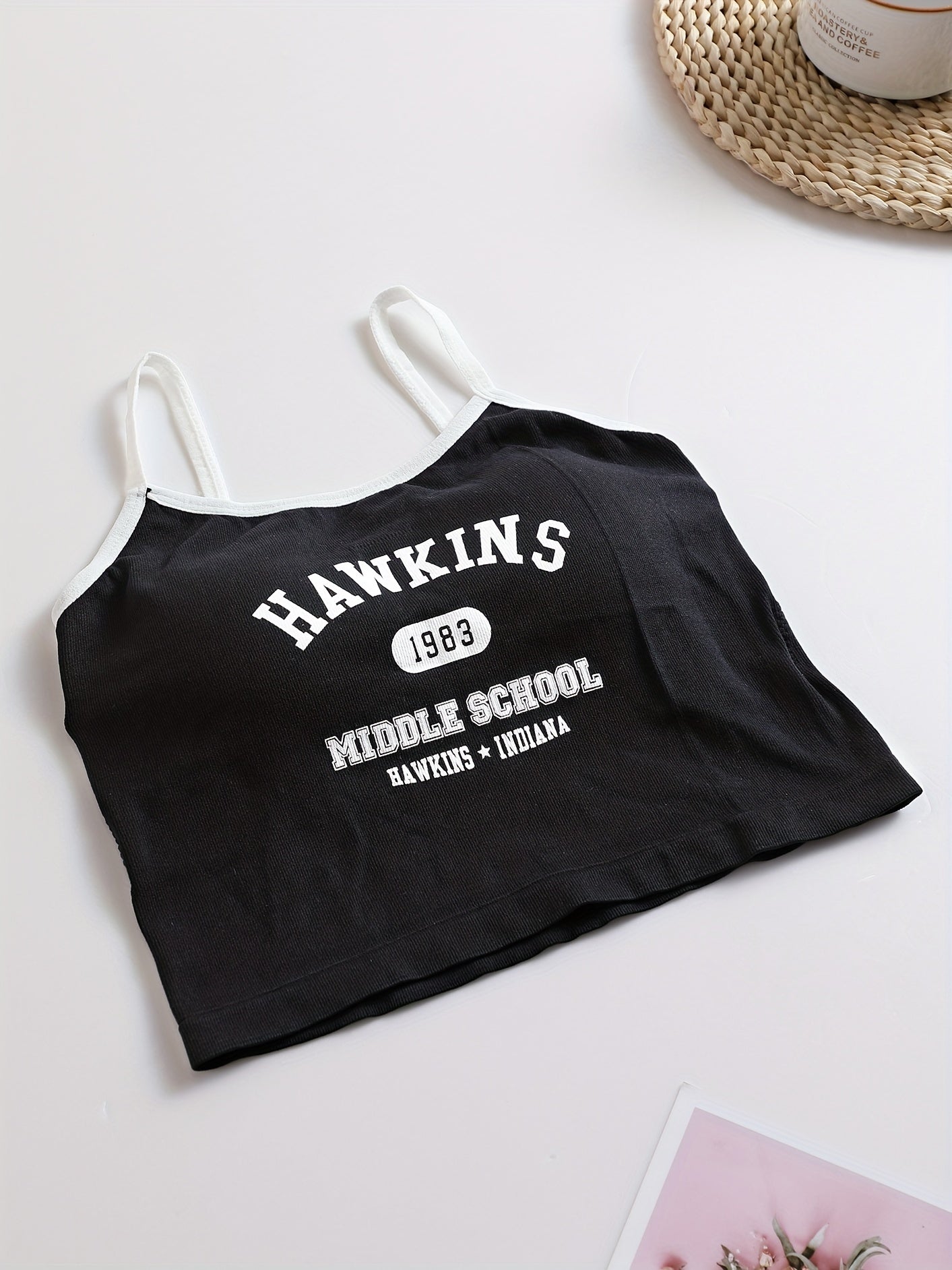 Girls Fashion Sports Cropped Cami Top With Padding, Suitable For 11-15 Years Old